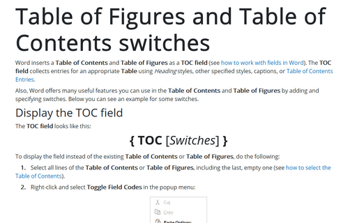 ms word 2016 table of contents