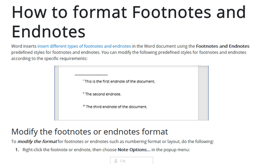 How to format Footnotes and Endnotes