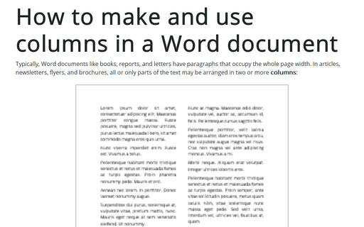 How to make and use columns in a Word document