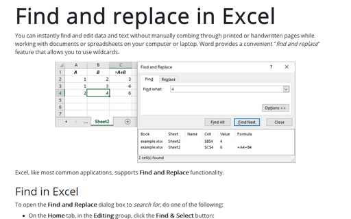 Find and replace in Excel