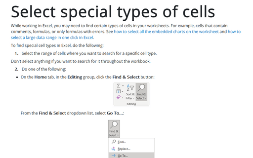 Select special types of cells