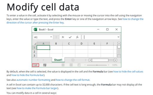 Edit cells data