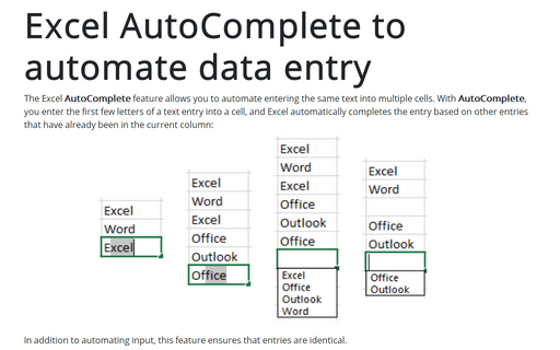 Excel AutoComplete to automate data entry