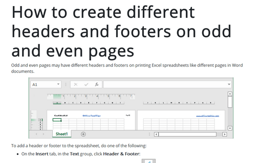 How to create different headers and footers on odd and even pages