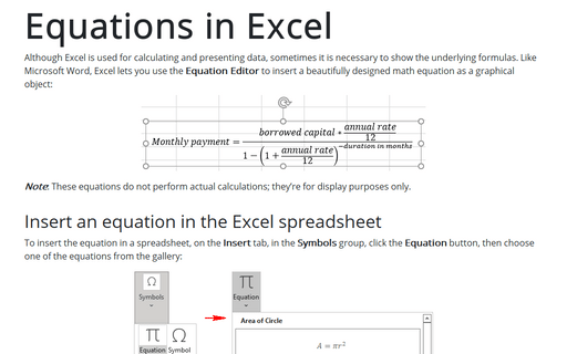 Equations in Excel