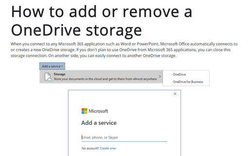 How to add or remove a OneDrive storage