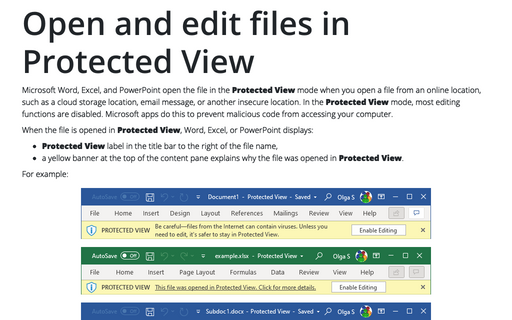 Open and edit files in Protected View