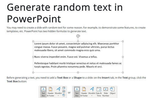 Generate random text in PowerPoint