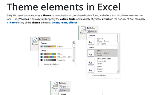Theme elements in Excel