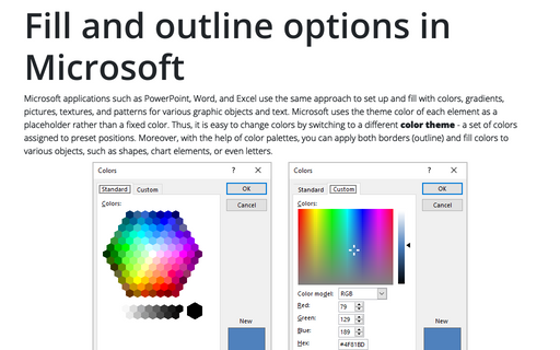 Fill and outline options in Microsoft
