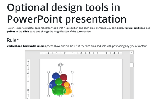 Optional design tools in PowerPoint presentation