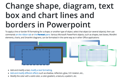 Change shape, diagram, text box and chart lines and borders in Powerpoint