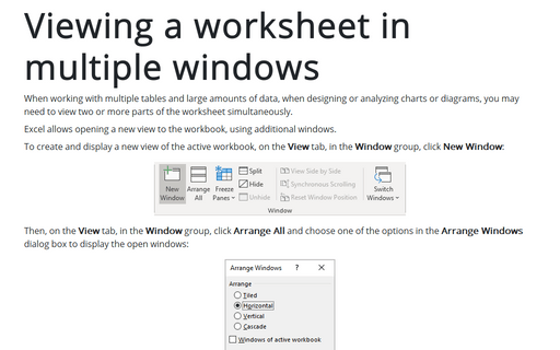 Viewing a worksheet in multiple windows