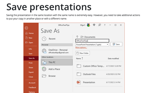 Save presentations