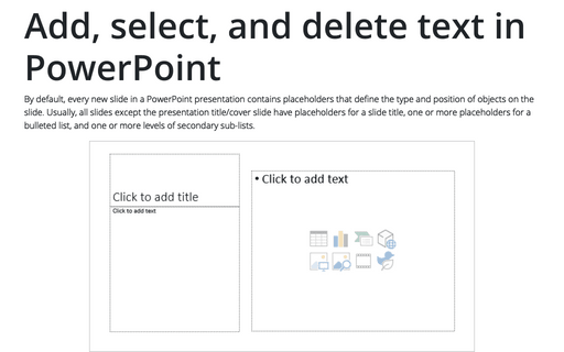 Add, select, and delete text in PowerPoint