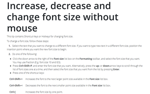 Increase, decrease, and change font