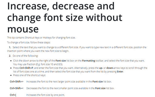 Font Size Chart Pdf