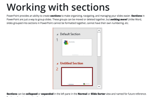 Working with sections