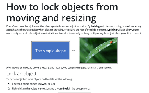 How to lock objects from moving and resizing in PowerPoint
