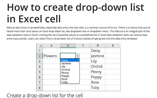 How to create drop-down list in Excel cell