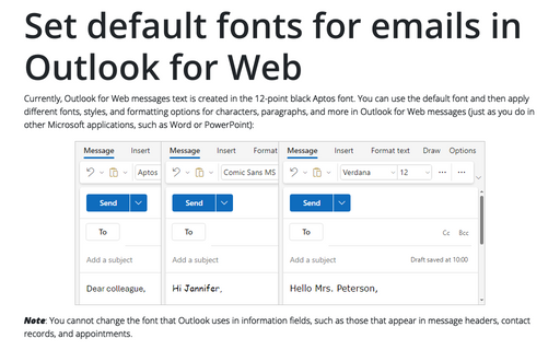 Set default fonts for emails in Outlook for Web