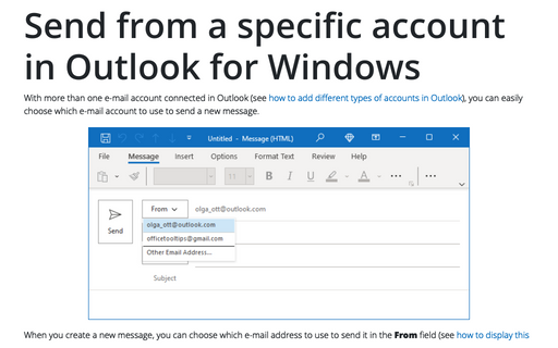 Send from a specific account in Outlook for Windows
