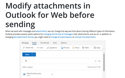 Modify attachments in Outlook for Web before sending