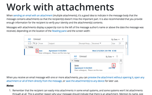 Work with attachments