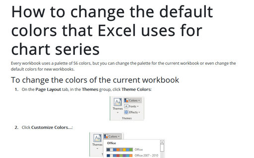 How to change the default colors that Excel uses for chart series