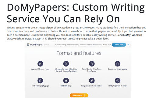 DoMyPapers: Custom Writing Service You Can Rely On