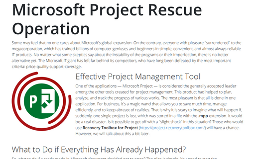Microsoft Project Rescue Operation
