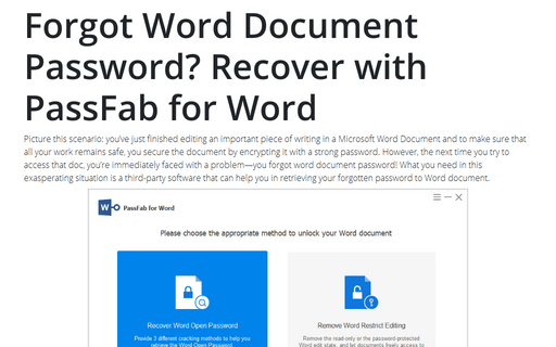 Forgot Word Document Password? Recover with PassFab for Word