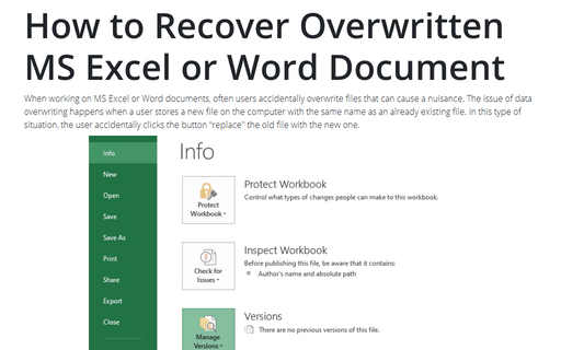 How to Recover Overwritten MS Excel or Word Document