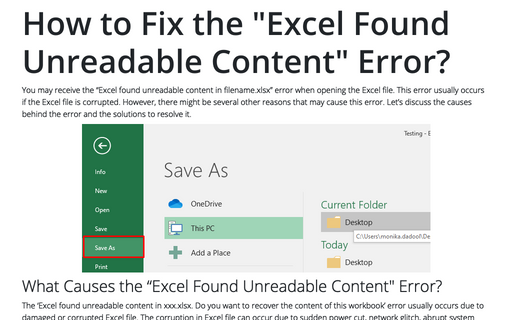 How to Fix the "Excel Found Unreadable Content" Error?
