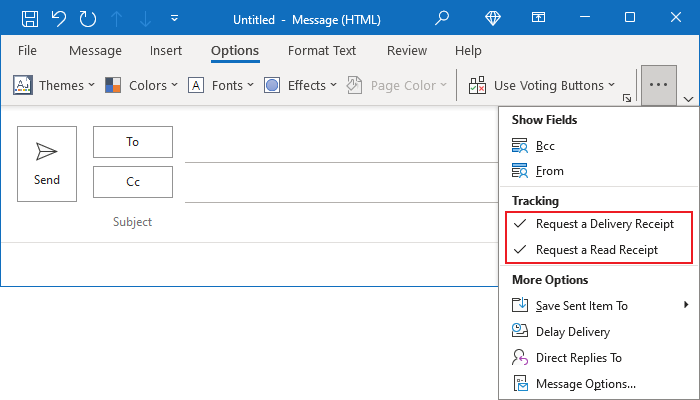 Request a receipt in Simplified ribbon Outlook for Microsoft 365 Request a receipt in Simplified ribbon Outlook 365
