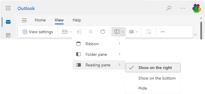 Reading pane in Simplified ribbon Outlook for Web