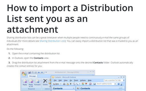 How to import a Distribution List sent you as an attachment