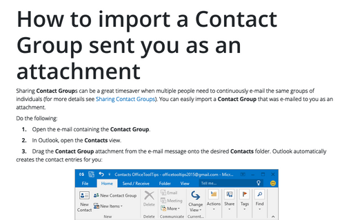 How to import a Contact Group sent you as an attachment